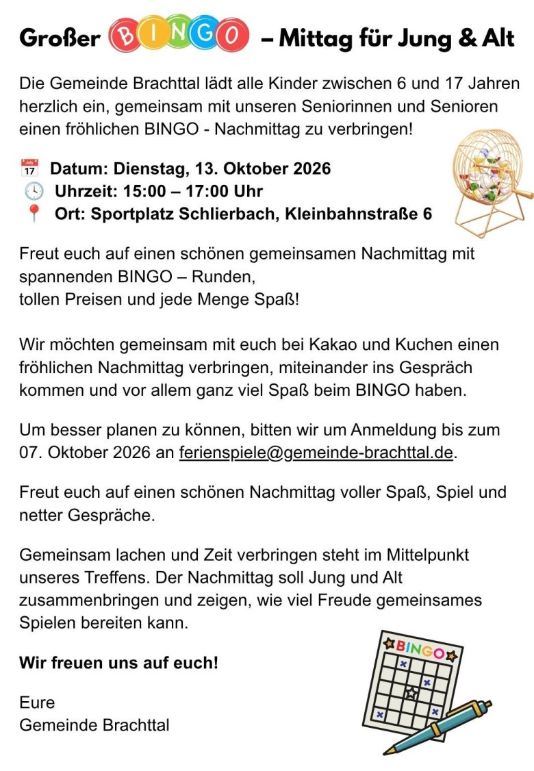 Großer BINGO – Mittag für Jung & Alt (90 x 130 mm) - 1