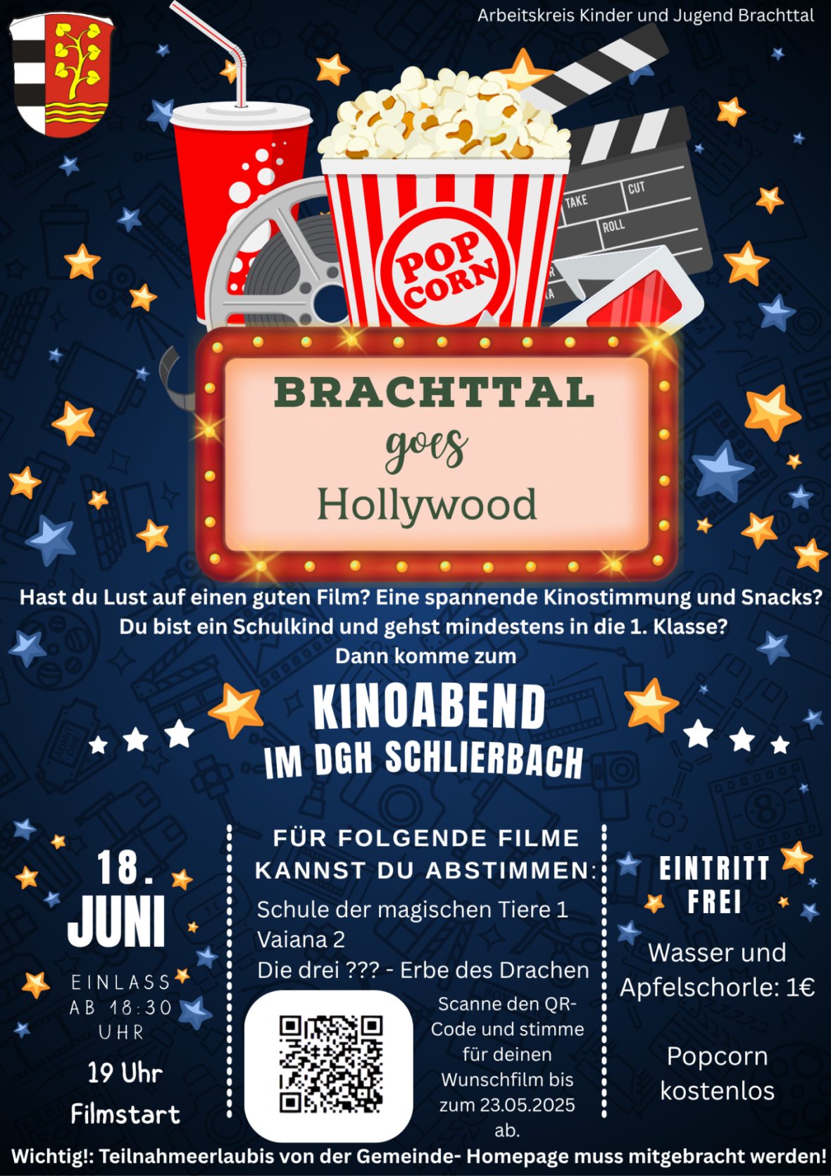 Dark Blue and Orange Illustrative Movie Night Promotion Flyer - 1